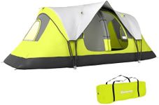 Outsunny 2 Bedroom Camping Tent for 6-8 Person, Large Family Tent with 2000mm Waterproof Rainfly and Screen Panels, Portable with Bag, for Fishing Hiking Festival, Green