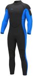 Hevto Wetsuits Men 3mm Neoprene Scuba Diving Surfing Wet Suit Keep Warm Back Zip in Cold Water Swimming Kayaking Jet Ski SUP (M01-Blue, L)