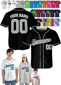 Custom Baseball Jersey - Personalized Baseball Shirt Sport Uniform for Men Women Adult Boy - Customized Make Your Own Jerseys Black/Grey