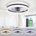 20" Modern Low Profile Ceiling Fan with Light and Remote, 6 Speed Flush Mount Ceiling Fan with Light, bladeless Ceiling Fan with Light,Light Fan Ceiling,fandelier Ceiling Fan with Light for Bedroom