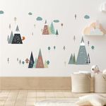 Pumkins Boho Peaks Colorful Mountain Wall Stickers for Kids Room Bedroom Living Room Door Study Boho Nursery Wall Decoration for Baby Girl Room Bedroom Nursery Playroom Decor