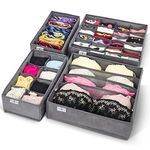 Craxter Underwear Drawer Organiser Divider – Set of Fabric Drawer Dividers for Clothes, Foldable Wardrobe Draw Organizer for Baby clothes, Socks, Bras, Scarf, Ties, Belts and Knickers (Set of 4 Grey)