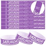 Henoyso 600 Pcs Saturday Paper Wristbands Event Wristbands Paper Bracelets Wristbands Numbered Waterproof Party Wristbands for Events Day of the Week(Purple)