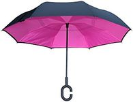 Nufoot Topsy Turvy Inverted Umbrella, Nufoot Topsy Turvy Inverted Umbrella, Reversible Umbrella, Car Umbrella, Inside Out Reverse Umbrella, 2606, Black/Pink