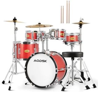 AODSK Drum Sets 5-Piece for Beginners, 14 inch Full Size Complete Drum Kit with Adjustable Throne, Cymbal, Hi-Hat, Pedal & Drumstick