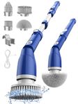 iDOO Electric Spin Scrubber, Cleaning Brush Electric Scrubber Shower Scrubber with 4 Replaceable Brush Heads, Bathroom Scrubber Power Scrubber with Adjustable Extension Handle Floor Scrubber for Tile