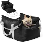 EHEYCIGA Adjustable Dog Car Seat for Small Dogs, Shredded Memory Foam Filling Dog Booster Car Seat for Dogs and Cats Up to 25 lbs, Pet Travel Carrier with Storage Pockets and Durable Belts, Black