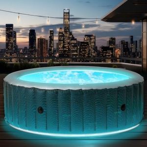 BRAST® Whirlpool aufblasbar MSpa Starry mit LED Beleuchtung für 6 Personen Ø204x70cm In- Outdoor Pool 138 Massagedüsen Energiespar-Timer Heizung Bubble Wellness Massage