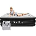 OlarHike King Inflatable Air Mattress, Air Bed with Built-in Electric Pump, Double Blow Up Self-inflating Guest Airbed with Flocked Surface for Camping or Home Use, 203x152x46cm(Black)