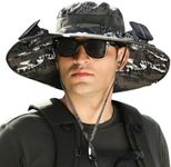 Outdoor Wide Brim Sun Hat with 2 Solar Fan Sun Bucket Hat for Men Women UPF 50+ Bucket Fishing & Beach Hat with Fan Built in (US, Alpha, Medium, XX-Large, S3)