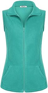SeSe Code Winter Vest for Women, Fleece Zip Up Vests with Pockets Petite Fall Ladies Sleeveless Coat Slimming Well Made Outdoor Wear Cyan M