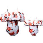 Soyml Mommy and Me Matching Family Swimsuit Women Retro Flounce High Waisted Bikini Set Baby Girls Halter Neck Swimwear - Multi - women:XX-Large