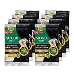 Streax Insta Shampoo Hair Colour for Men & Women, Natural Black, 25ml (Pack of 8) | Enriched with Almond Oil & Noni Extracts | Long-Lasting Instant Colour