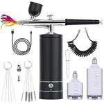 HANNEA® Airbrush-Kit Cordless Rechargeable Airbrush Compressor - Auto Handheld Airbrush Gun, Airbrush Set Portable Wireless Air Brush for Barber, Nail Art, Cake Decor, Makeup, Model Painting