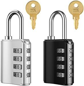 LOFICOPER Combination Padlock, Gym Locker Lock, 4 Digit Combination Gate Lock with 2 Keys, Weatherproof Design, for Outdoor Indoor Use, 2 Pack, Black and Silver