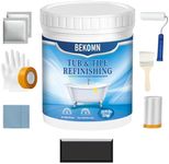 Tub and Tile Refinishing Kit, Odorless DIY Sink Bathtub Repair, Countertop Reglaze Kit, Easy Cover Application,Resurface Paint for Bathroom Kitchen Porcelain Fiberglass, Semi-Matte White Coating, (1kg,With Tools,Black)