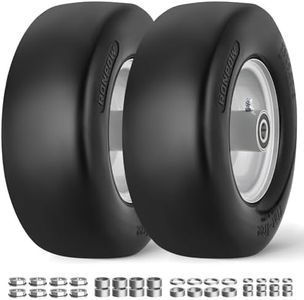 RONPOW 13x5.00-6 Flat Free Lawn Mower Tire, Zero Turn Mower Front Tires, 13x5x6 Solid Mower Wheel for Residential and Commercial, 3/4" & 5/8" Bearing, 3.25"-5.9" Center Hub, 2Pack Gray, 500Lbs