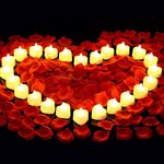 2000PCS Artificial Rose Petals with 24PCS LED Flameless Candle Set, Romantic Decorations LED Candles, Rose Decorations for Valentine's Day Anniversary Wedding Table Christmas Decor (Warm White)