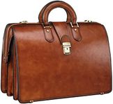 Banuce Vintage Leather Briefcase for Men with Lock Lawyer Briefcase Dulles Doctor Bag Attache Case Hard 15.6 Inch Work Bag