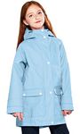 SOLOCOTE Kids Rain Jacket Hooded Lined Rubber RainCoats for Girls Boys Waterproof Windproof, 180806 Light Blue 7-8Y