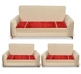 Heaven World 100% Pure Cotton 7 Seater Sofa Cover Set for Living Room, Drawing Room, Bedroom, Offices with Polyester Feather Touch (3+2+2 Set) L Shape Sofa Cover (Red Plain, 7 Seater)