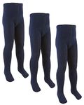 Undercover 3 Pairs of Girls Cotton Rich Knitted Tights Navy 11-12