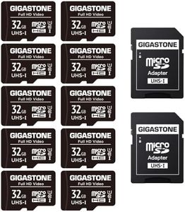 Gigastone 32GB 10-Pack Micro SD Card, Full HD Video, Surveillance Security Cam Action Camera Drone, 90MB/s Micro SDHC UHS-I U1 C10 Class 10