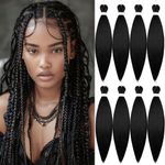 Pre-stretched Braiding Hair Professional Easy Crochet Braid Hair 26 Inch 8 Packs Hot Water Setting Soft Synthetic Braiding Hair Extension for Twist Senegalese Crochet Hair (26 inch, 1B)