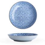 Japanese Style Ceramic Crockery Floral Blue Dinnerware Tableware Accessory Meals Noodles Serving Dip Condiments Rice Sushi Tableware Accessories (8" Dish)