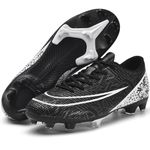 Rokiemen Football Boots Men's Professional Competition Athletics Training Sneakers Breathable Soccer Shoes Outdoor Football Shoes for Teenage Unisex Black UK 10.5