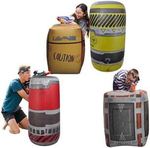 Kidzlane Inflatable Bunkers Set - Barrels for Laser Tags, Blast Guns & Paintball - Inflatable Paintball Battle Zone Set - Outdoor War Zone Bunker Toys - Easy Set Up Army Party