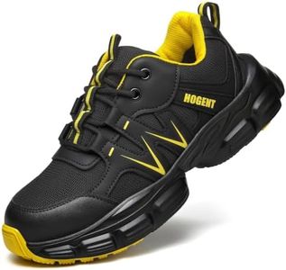 Steel Toe Shoes for Men Women, Black-Yellow Work Shoes, Women 9.5 / Men 8