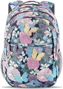 J World New York Cornelia Laptop Backpack, Secret Garden, 18 X 12.5 X 8" (H X W X D)", Cornelia Laptop Backpack School Bookbag