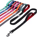 VIVAGLORY Traffic Handle Dog Leash, Soft Two Padded Handles Dog Leash, Strong Reflective & Metal Hook Training Dog Lead for Medium Large Dogs, Black