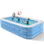 CACSPS Inflatable Swimming Pools, 115" X 65" X 22" Full-Size Inflatable Pool for Kids and Adults, Durable Family Lounge Pool, Kiddie Pool for Backyard, Garden or Indoor