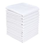 Fittia Mens Handkerchiefs with 100% Cotton, 12 Pieces Soft White Hankie Squares with Stich 40x40cm