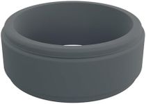 QALO Men's Silicone Ring, Charcoal (Size 11) - Polished Step Edge - Mens Wedding Bands - Breathable & Durable Silicone Rings for Men - Thick Rubber Engagement Rings for Him - 9mm x 2mm