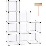 C&AHOME Cube Storage Organizer, 9-Cube Shelves Units, Closet Cabinet, DIY Plastic Modular Book Shelf, Ideal for Bedroom, Living Room, Office, 36.6" L x 12.4" W x 36.6" H Translucent White