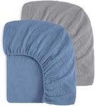 Yoofoss Muslin Crib Sheets for Boys Girls 100% Cotton Fitted Baby Crib Sheet 2 Pack Soft and Breathable for Standard Crib Mattress & Toddler Mattress 52"x28"