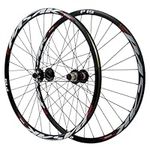 26/27.5/29" Mountain Bike Wheelset Disc Brake Thru Axle MTB Wheel Aluminum Alloy Rim Front and Rear Wheels 7/8/9/10/11/12 Speed Cassette 32 Holes (Color : Red, Size : 29'')