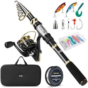 Gonex Telescopic Fishing Rod and Spinning Reel Combo Set with Fishing Line, Fishing Lures Kit & Accessories and Carrier Bag for Saltwater Freshwater