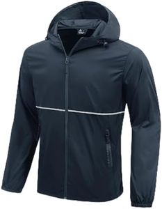 ZITY Men's Rain Jacket Waterproof with Hood Lightweight Raincoat for Golf Hiking Camping Cycling Grey Blue XL
