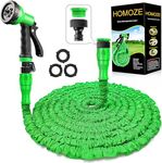 Garden Hose Pipe Expandable Garden Hose with 3/4", 1/2" Fittings, Anti-Leakage - Flexible Expanding Hose with 8 Function Spray Nozzle by HOMOZE (100FT, Green)