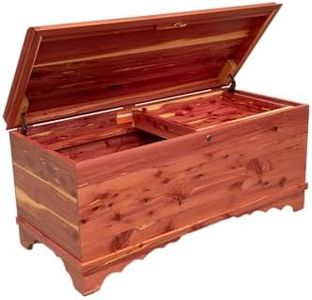 Cedar Hope Chest with Waterfall Top – Amish Cedar Chest w/ Anti-Slam Hinges – Hope Chest with lock – Blanket Chest - Trunks for Blankets (Cedar Wood, Natural Stain, 46" Long, with Tray)