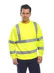 AAIF RETAILS® Mens Sweatshirts Hi Viz High Visibility Long Sleeve Reflective Tape Safety Pullover Hi Vis Security Work Breathable Lightweight Workwear Round Neck T-Shirt Tops Plus Size Yellow X-Large