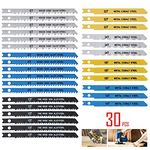 30 Pcs U-Shank Jigsaw Blade Set for Wood,Plastic and Metal Cutting,Fast Cut Down Jigsaw Blade Compatible with SKIL Black and Decker