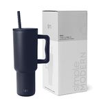 Simple Modern Tumbler 40 oz with Handle and Straw | Insulated Stainless Steel Water Bottle Iced Coffee Cup Travel Mug | Gifts for Women and Men | Trek Collection | 1180ml | Deep Ocean