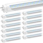 JESLED T8 LED Type B Tube Light, 4FT, 24W 3000LM 6500K, 4 Foot T12 LED Bulbs Replacement for Fluorescent Tubes, ETL Listed, Dual-end Powered, Remove Ballast, Shop Lights for Garage Warehouse (12-Pack)