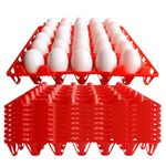 DETODDA 8PCS Plastic Egg Tray Egg Crates 30-Egg Flats, Stackable Egg Cartons Hold Multiple Eggs for Home Chicken Farmers, Plastic Egg Crate Farm Products for Storing, Sorting, Shipping Eggs - Red