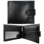 MOIRENTO®, Black Wallet, RFID Blocking, Real Leather Mens, with Coin Pocket, 7 Card Holders, 2 ID Windows, 2 Banknote Compartments, Trifold Billfold UK (LZ502-Blk)